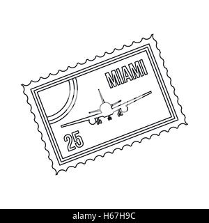 Stamp with plane and text Miami inside icon Stock Vector