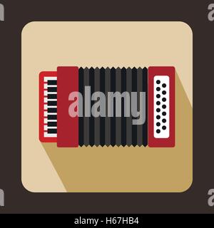Red accordion icon, flat style Stock Vector
