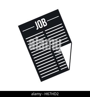 Newspaper with the headline Job icon, simple style Stock Vector