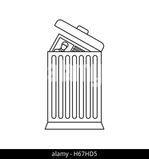 Resume thrown away in the trash can icon Stock Vector