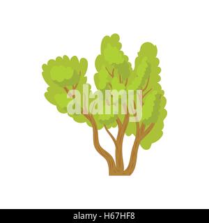 Green multi stemmed tree icon, cartoon style Stock Vector