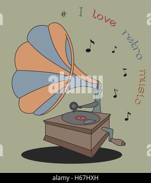 I love retro music concept Stock Vector