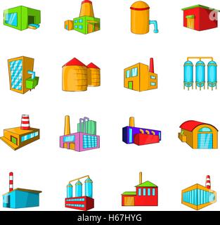 Industrial building factories and plants icons set isolated vector ...
