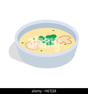 Puree soup with mushrooms icon, isometric 3d style Stock Vector