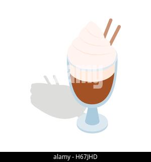 Latte coffee with cinnamon stick icon Stock Vector