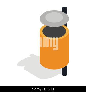 Outdoor orange bin icon, isometric 3d Stock Vector