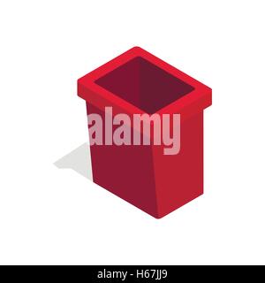 Burgundy trash bin icon, isometric 3d style Stock Vector