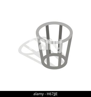Metal trash basket icon, isometric 3d style Stock Vector