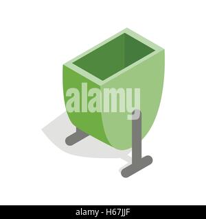Green trash outdoor bin icon, isometric 3d style Stock Vector