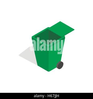 Open green garbage container icon Stock Vector