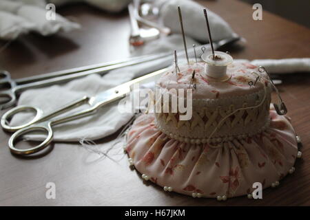 Casket for needlework with needle and scissors 20470 Stock Photo