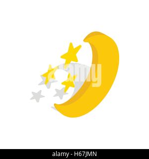 Moon and stars icon, isometric 3d style Stock Vector