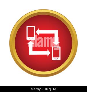 Exchange of data between two phones icon Stock Vector