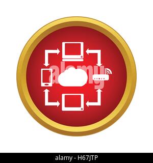 Devices connected to the cloud icon, simple style Stock Vector