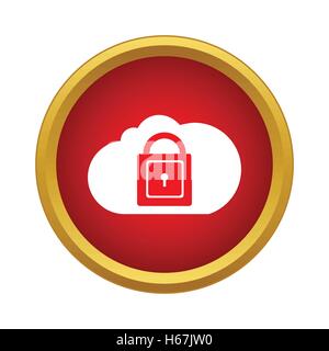 Cloud with closed padlock icon in simple style Stock Vector