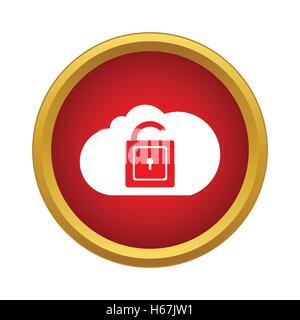 Cloud with opened padlock icon, simple style Stock Vector