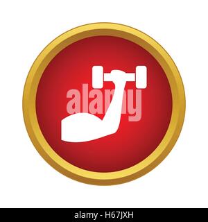 Arm with dumbbell icon in simple style Stock Vector