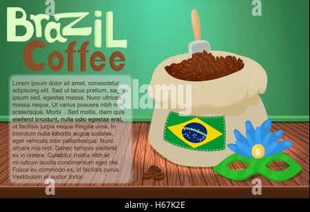 Brazil coffee poster concept, cartoon style Stock Vector