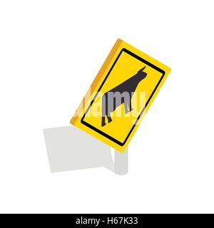 Cattle traffic warning icon, isometric 3d style Stock Vector