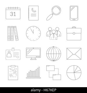 Set of line business icons Stock Vector