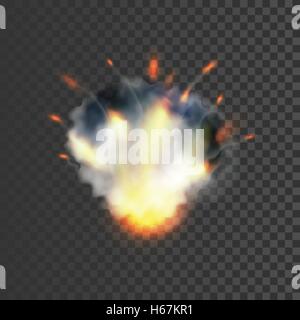 Realistic explosion symbol Stock Vector