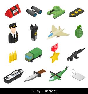 Weapon isometric 3d icons set Stock Vector