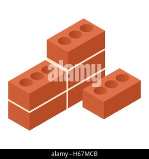Bricks isometric 3d icon Stock Vector