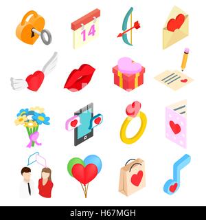 Valentines isometric 3d icons set Stock Vector