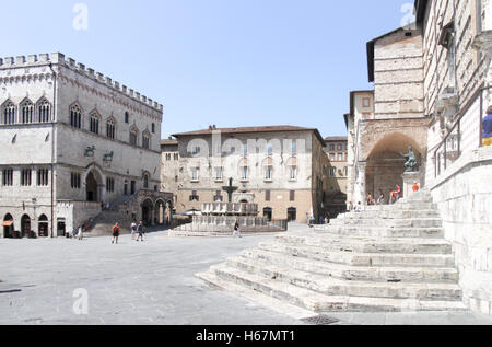 The Piazza IV Novembre, Perugia, Umbria, Italy Stock Photo