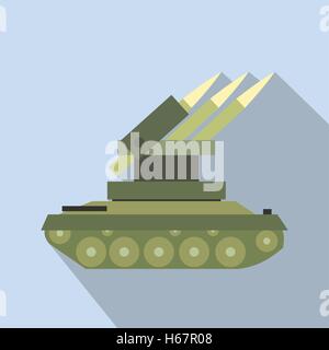 Anti-aircraft warfare flat icon Stock Vector