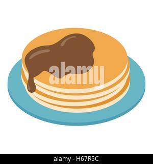 Pancakes on plate isometric 3d icon Stock Vector