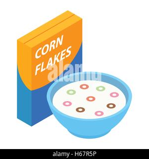 Corn flakes isometric 3d icon Stock Vector