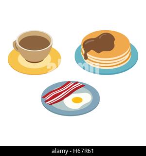 Breakfast isometric 3d icon Stock Vector