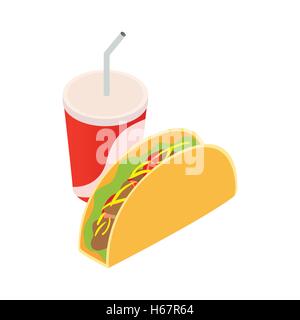 Mexican taco and soda cup Stock Vector