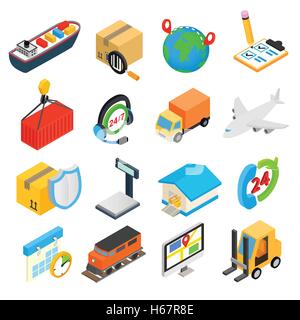Logistics isometric 3d icons Stock Vector