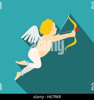 Valentine day cupid flat icon Stock Vector