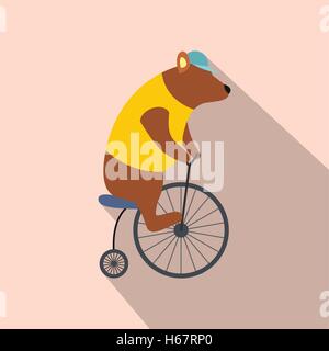 Vintage bear on bike icon Stock Vector