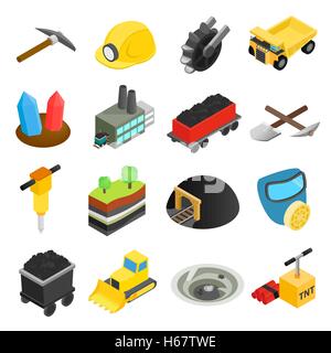 Mining isometric 3d icons Stock Vector