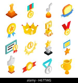 Trophy and awards icons set Stock Vector