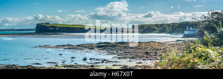 Panoramic view from the coastal path at Penrhos country Park on Anglesey Stock Photo