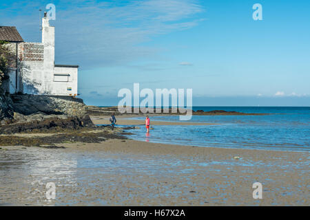 Derelict building on the coastal path at Penrhos country Park on Anglesey Stock Photo