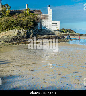 Derelict building on the coastal path at Penrhos country Park on Anglesey Stock Photo