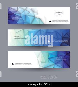 Vector abstract banners set with polygonal, Geometric, Triangle pattern shape. Abstract polygonal ( low poly ) with blank space. Stock Vector
