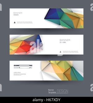 Vector abstract banners set with polygonal, Geometric, Triangle pattern shape. Abstract polygonal ( low poly ) with blank space. Stock Vector