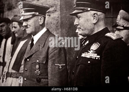 Adolf Hitler and Benito Mussolini in Florence ( Italy ) 1940 Stock Photo