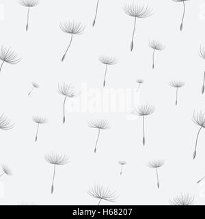 Seamless simple background with flying dandelion seeds. Stock Vector
