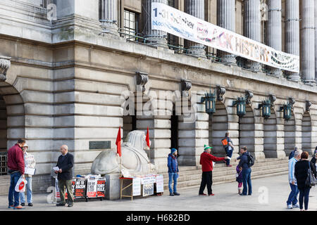 Activists handing out leaflets on behalf of Socialist Worker. In Nottingham, England. Stock Photo
