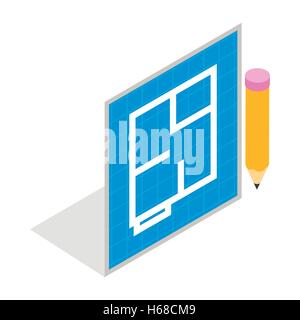 Flat project and pencil icon, isometric 3d style Stock Vector Image ...