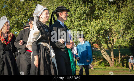 Brem sur Mer, France - July 09, 2016 : couple married for a show of traditional dance troupe Vendee region of France, celebratin Stock Photo