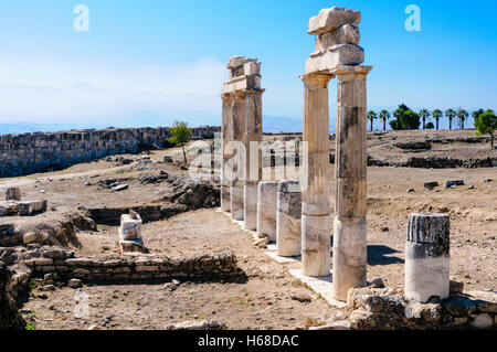 Roman columns at Hieropolis, Pamakkule, Turkey Stock Photo